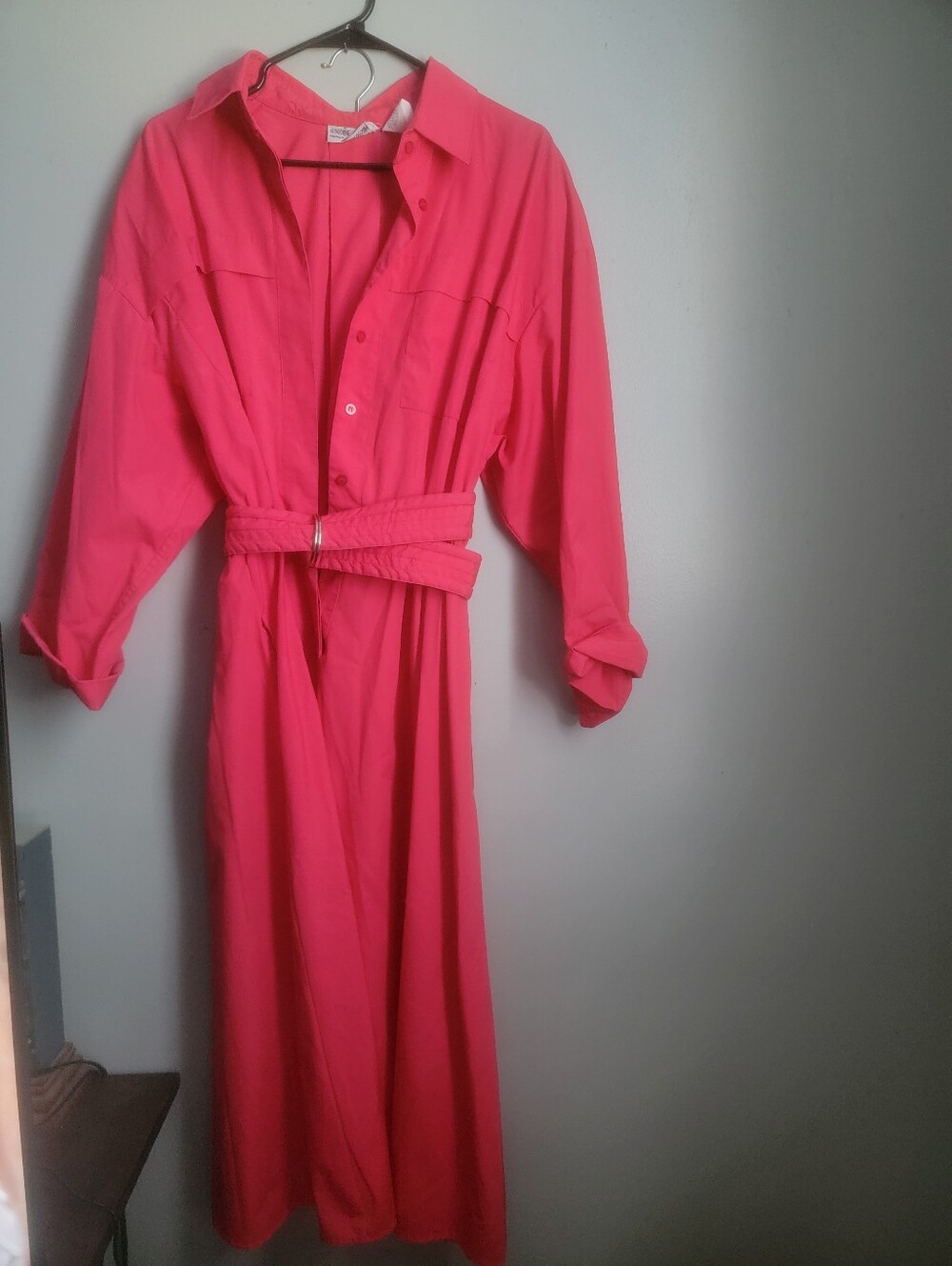 Plus Size 18 Vintage Midi Women's Pink Belted Dress